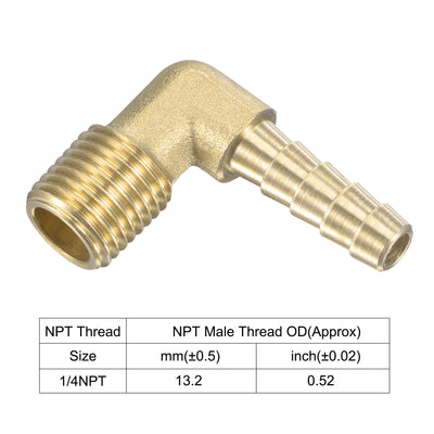 Harfington Uxcell Brass Hose Barb Fitting Elbow 3/8 inch x 1/4 NPT Male Thread Right Angle Pipe Connector