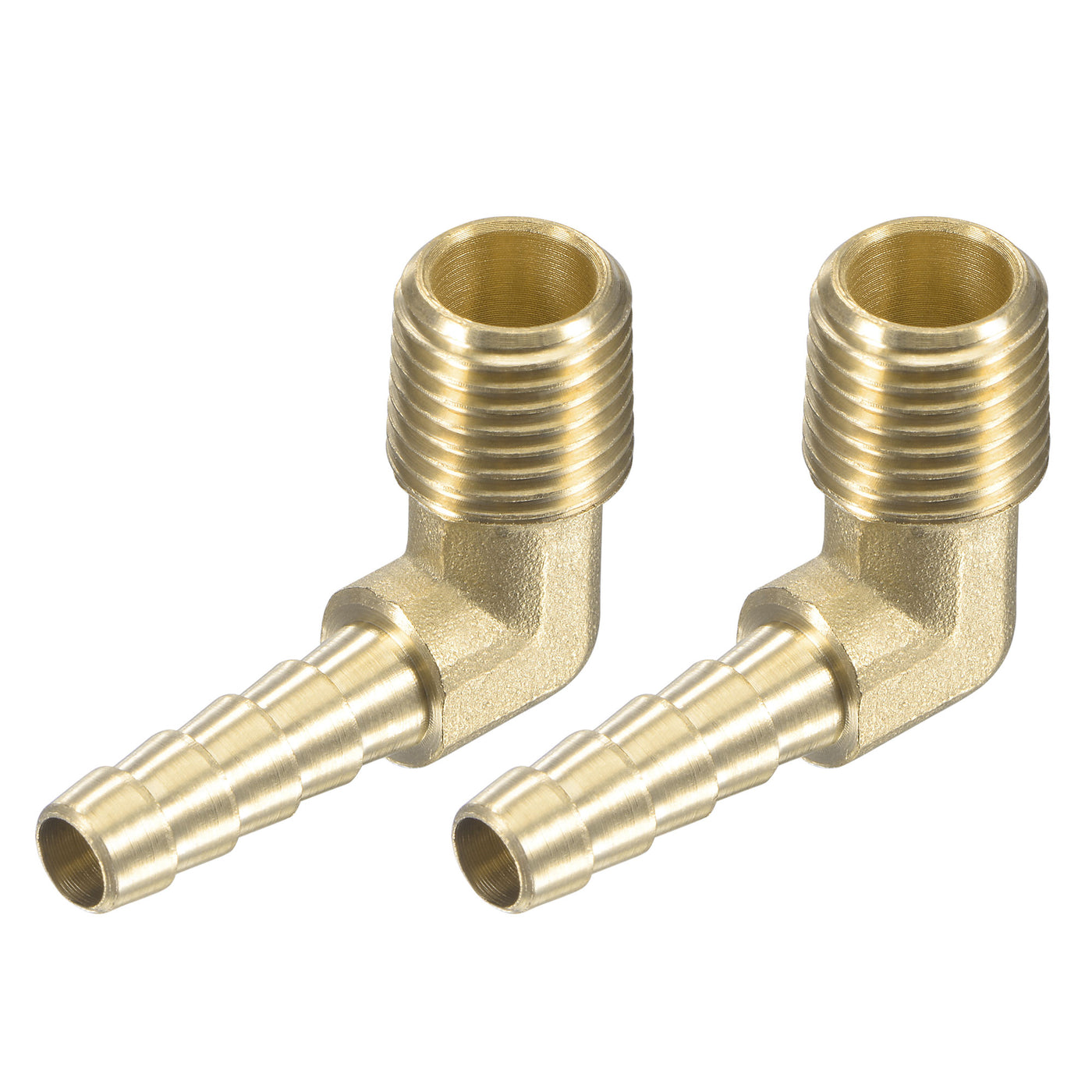 Uxcell Uxcell Brass Hose Barb Fitting Elbow 5/16 inch x 1/4 NPT Male Thread Right Angle Pipe Connector, Pack of 2