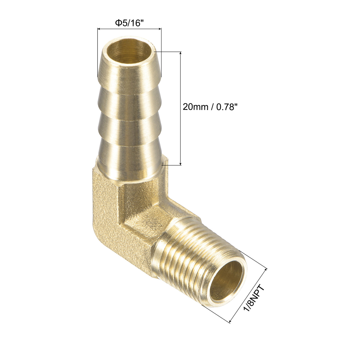 Uxcell Uxcell Brass Hose Barb Fitting Elbow 5/16 inch x 1/8 NPT Male Thread Right Angle Pipe Connector