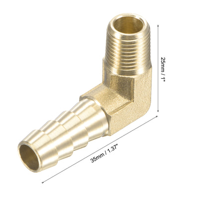 Harfington Uxcell Brass Hose Barb Fitting Elbow 5/16 inch x 1/8 NPT Male Thread Right Angle Pipe Connector