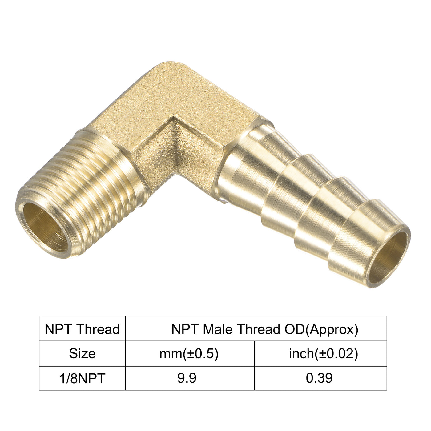 Uxcell Uxcell Brass Hose Barb Fitting Elbow 5/16 inch x 1/8 NPT Male Thread Right Angle Pipe Connector