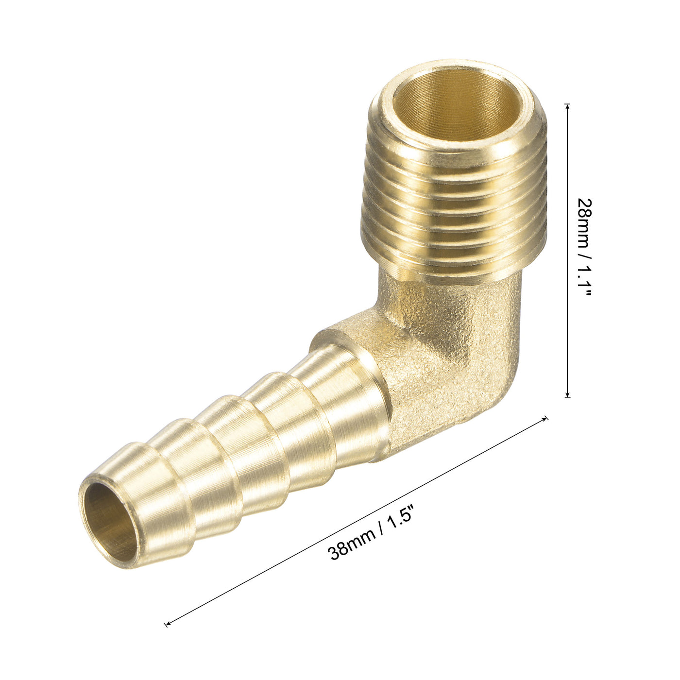 Uxcell Uxcell Brass Hose Barb Fitting Elbow 3/8 inch x 1/4 NPT Male Thread Right Angle Pipe Connector