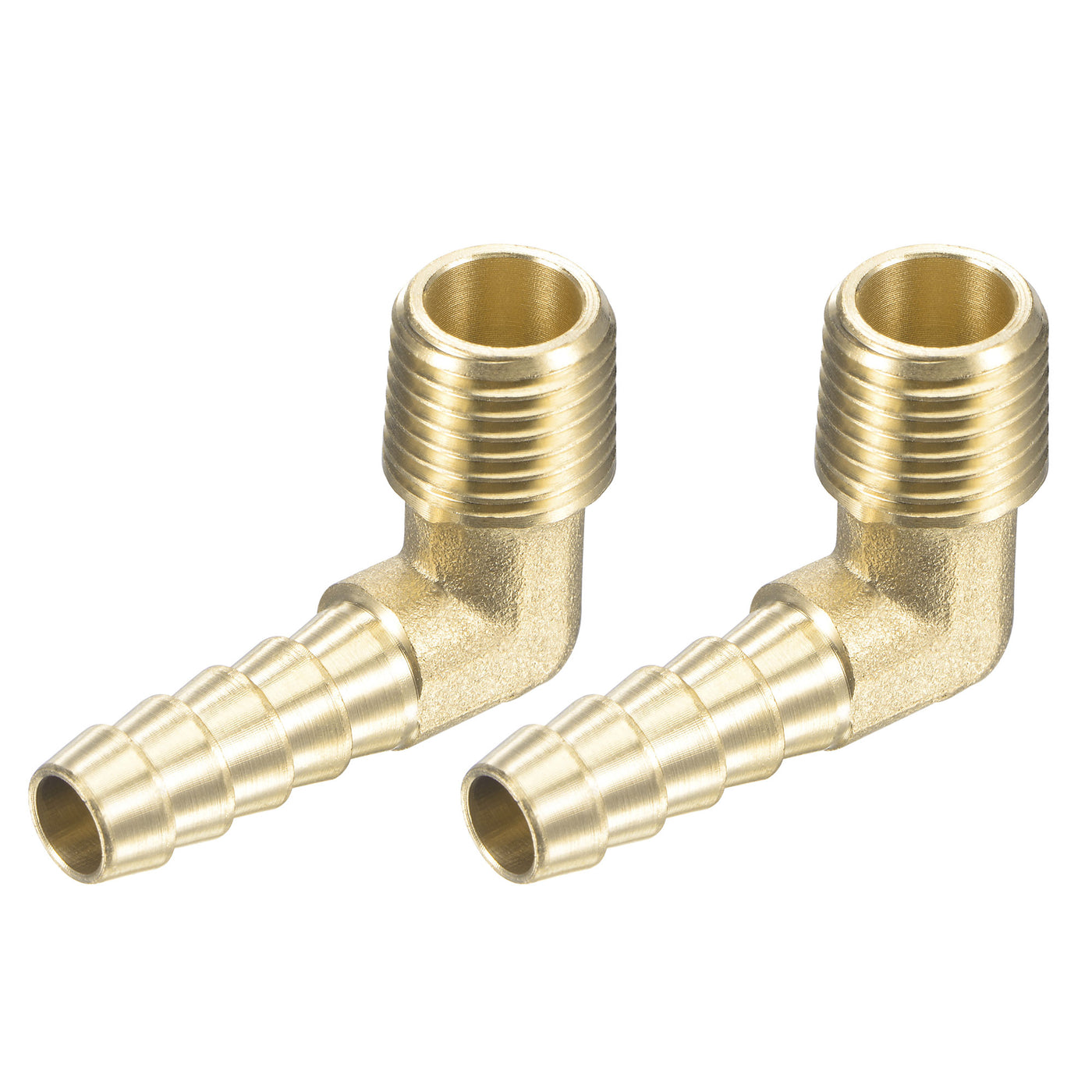 Uxcell Uxcell Brass Hose Barb Fitting Elbow 5/16 inch x 1/4 NPT Male Thread Right Angle Pipe Connector, Pack of 2