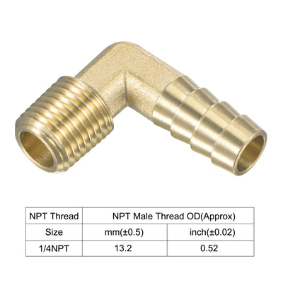 Harfington Uxcell Brass Hose Barb Fitting Elbow 3/8 inch x 1/4 NPT Male Thread Right Angle Pipe Connector