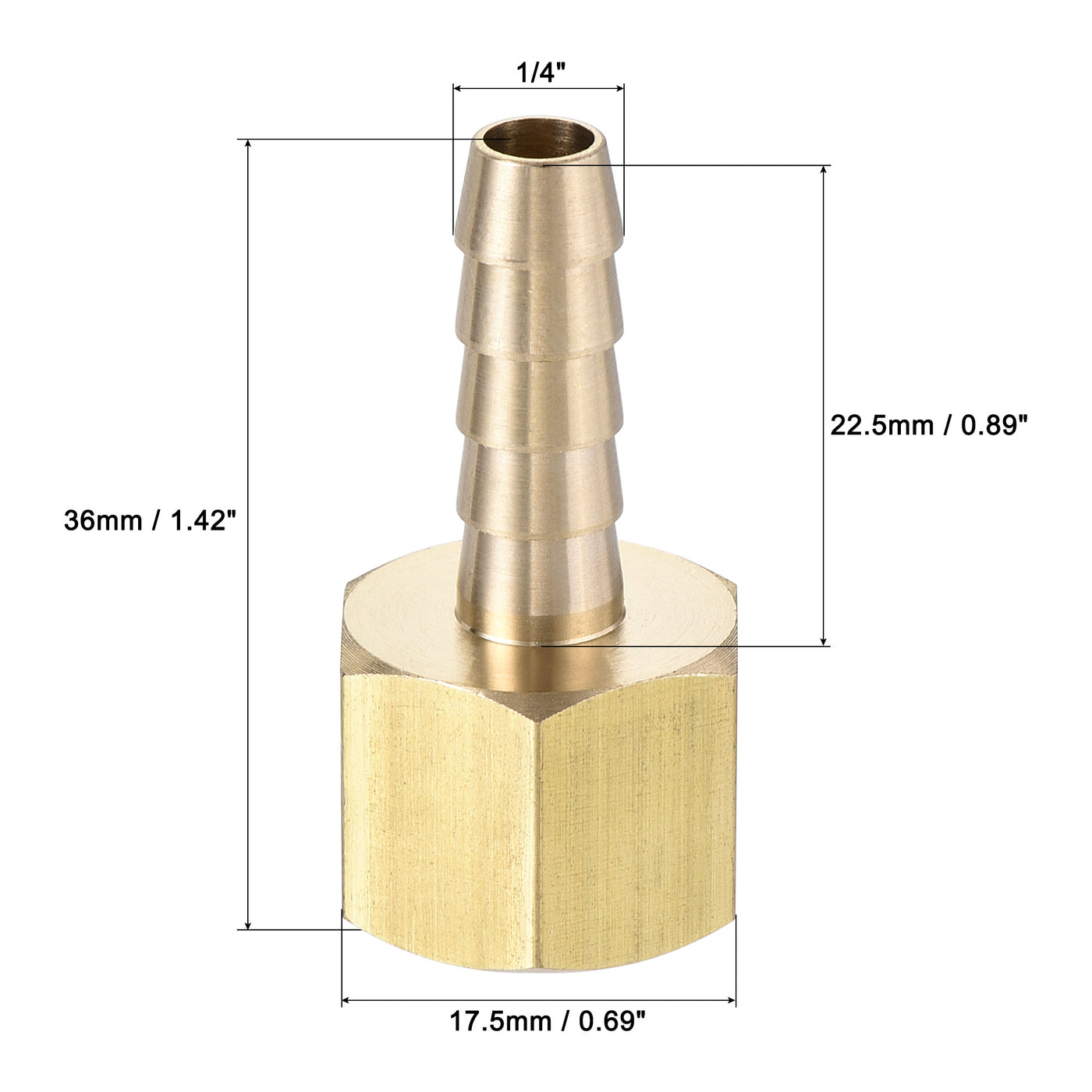 Uxcell Uxcell Brass Barb Hose Fitting Connector Adapter 3/8 Barbed x 1/4NPT Female Pipe