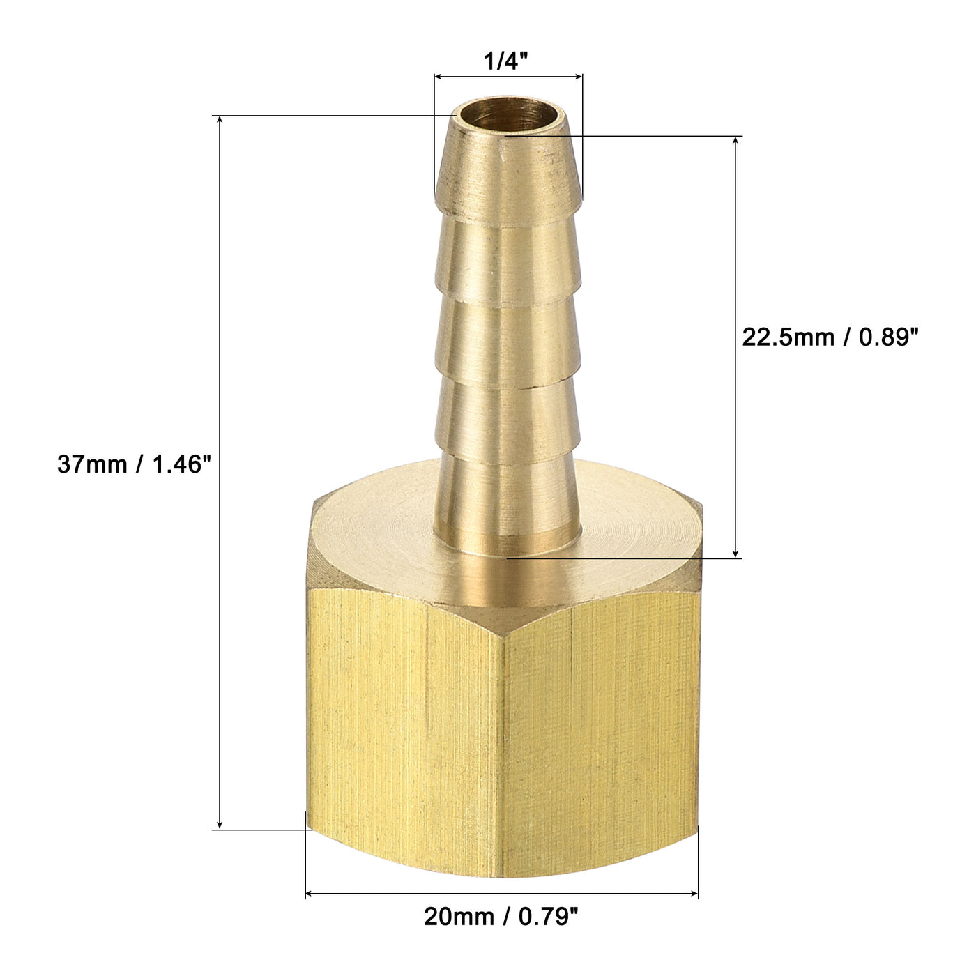 Uxcell Uxcell Brass Barb Hose Fitting Connector Adapter 3/8 Barbed x 1/4NPT Female Pipe