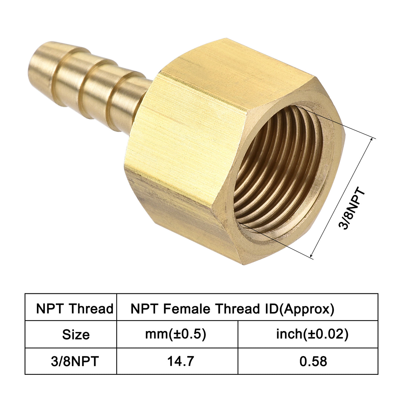 Uxcell Uxcell Brass Barb Hose Fitting Connector Adapter 3/8 Barbed x 1/4NPT Female Pipe