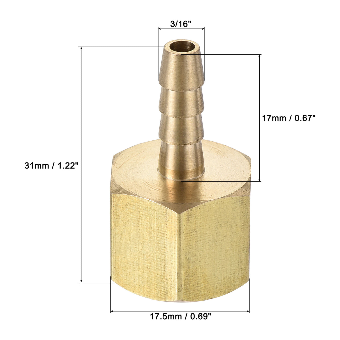 Uxcell Uxcell Brass Barb Hose Fitting Connector Adapter 3/8 Barbed x 1/4NPT Female Pipe