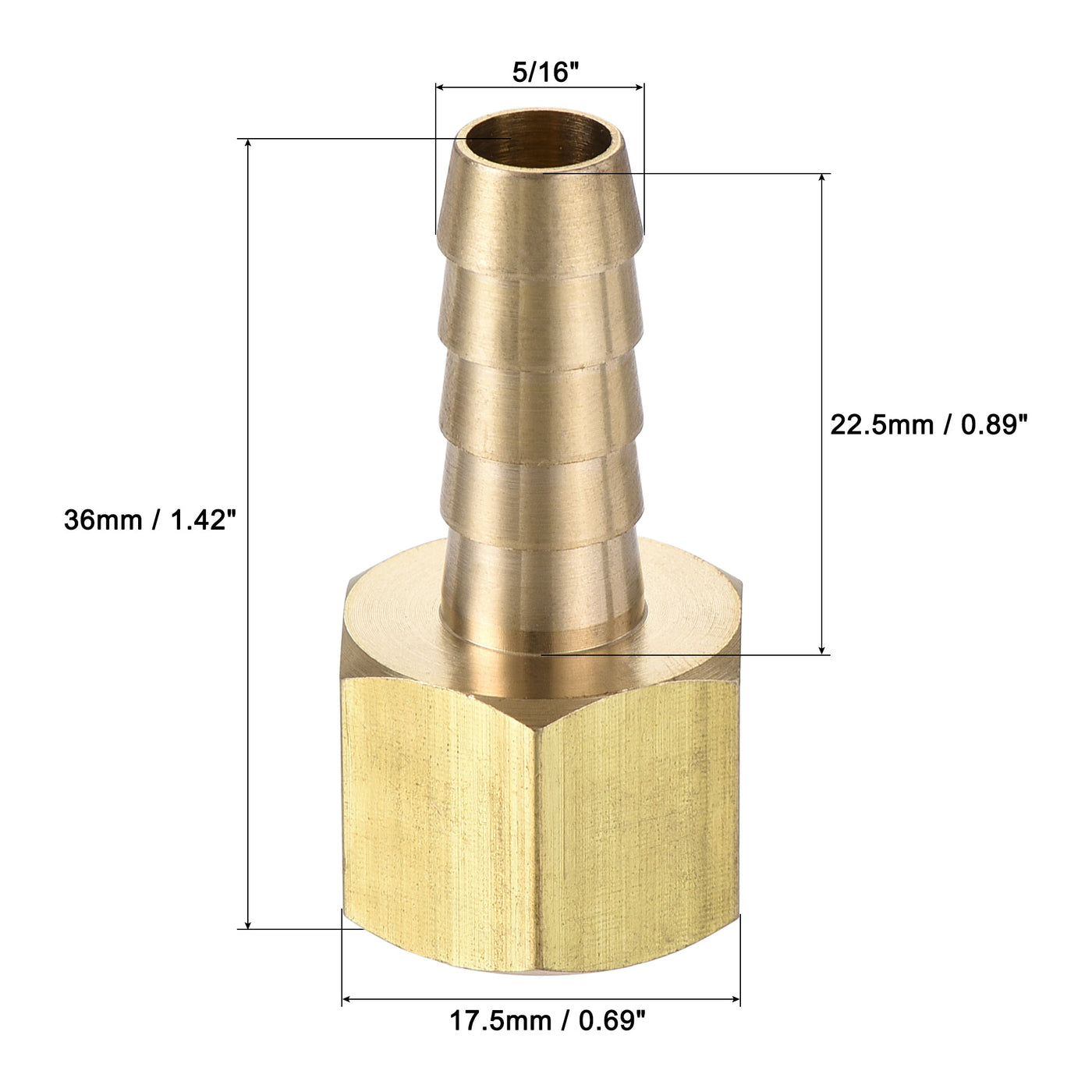 Uxcell Uxcell Brass Barb Hose Fitting Connector Adapter 3/8 Barbed x 1/4NPT Female Pipe