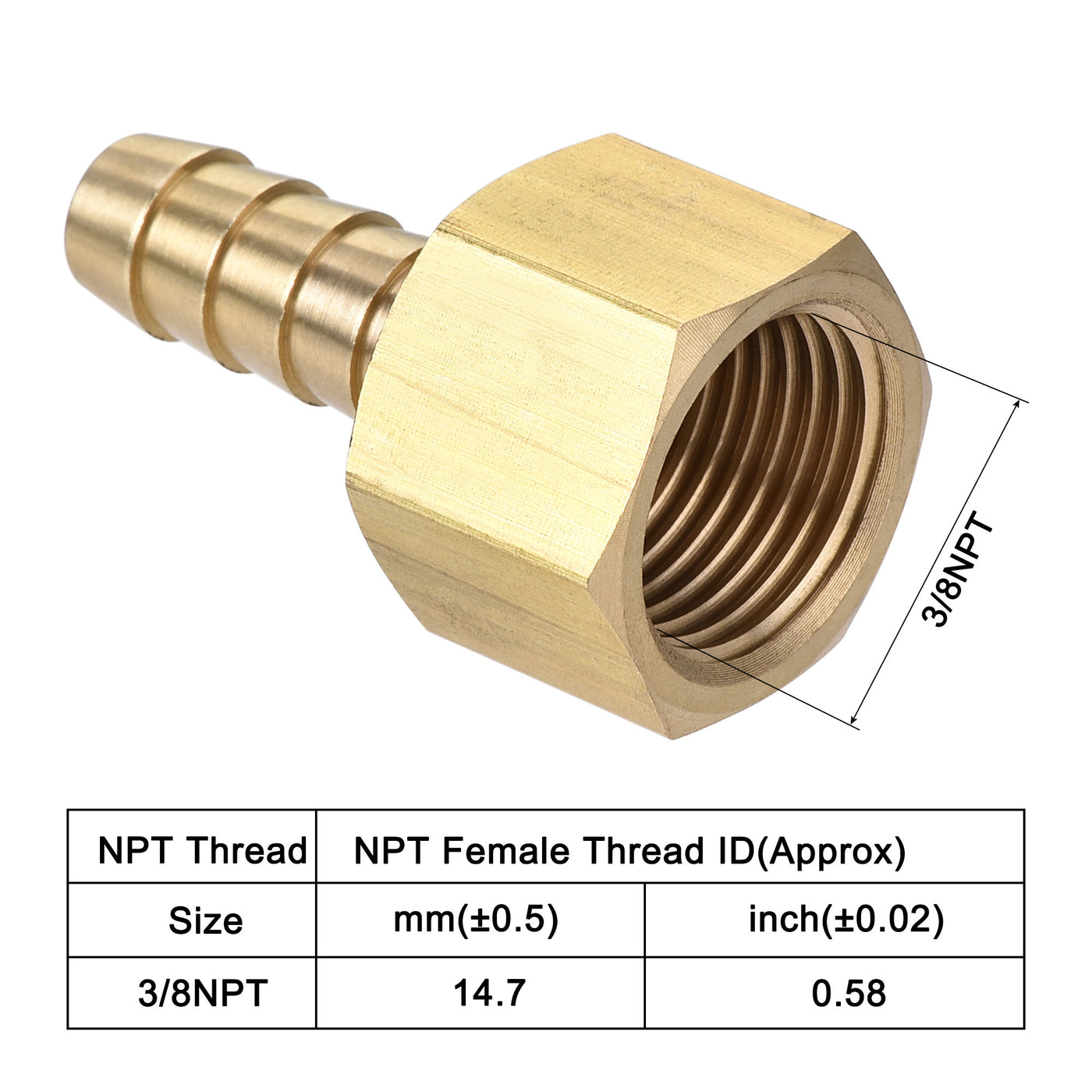 Uxcell Uxcell Brass Barb Hose Fitting Connector Adapter 3/8 Barbed x 1/4NPT Female Pipe