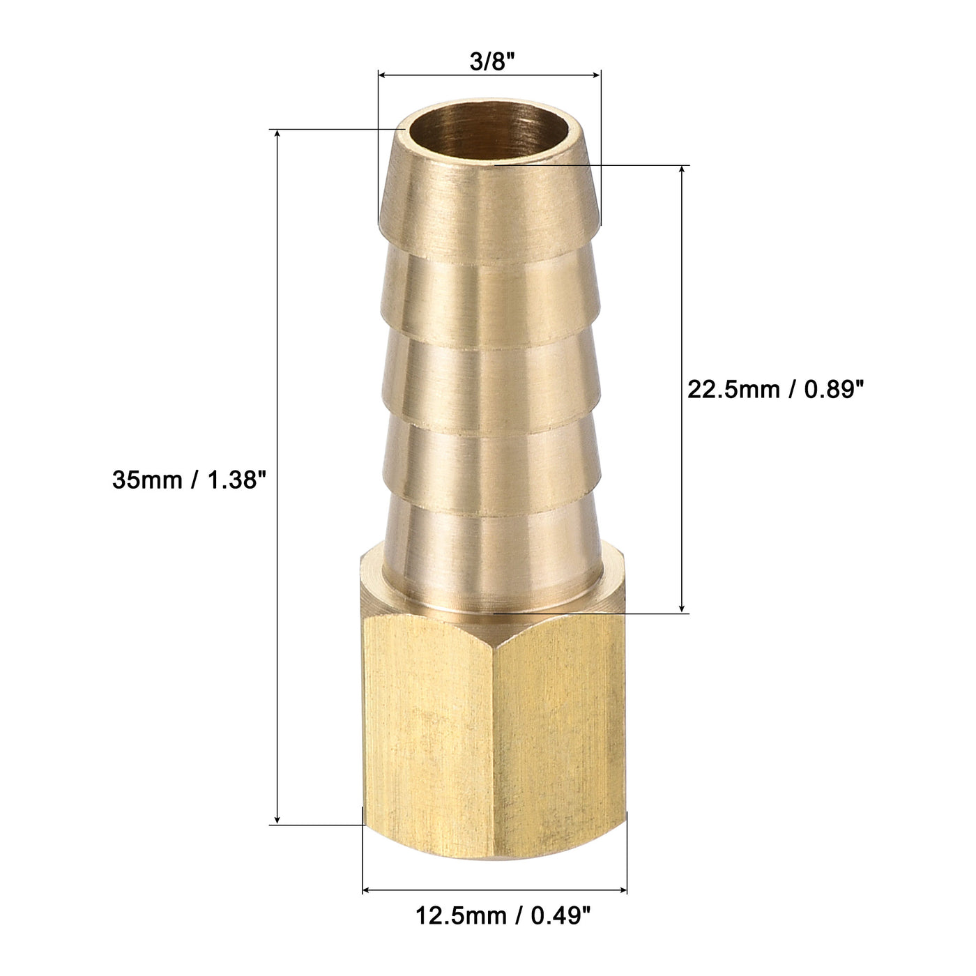 Uxcell Uxcell Brass Barb Hose Fitting Connector Adapter 3/8 Barbed x 1/4NPT Female Pipe