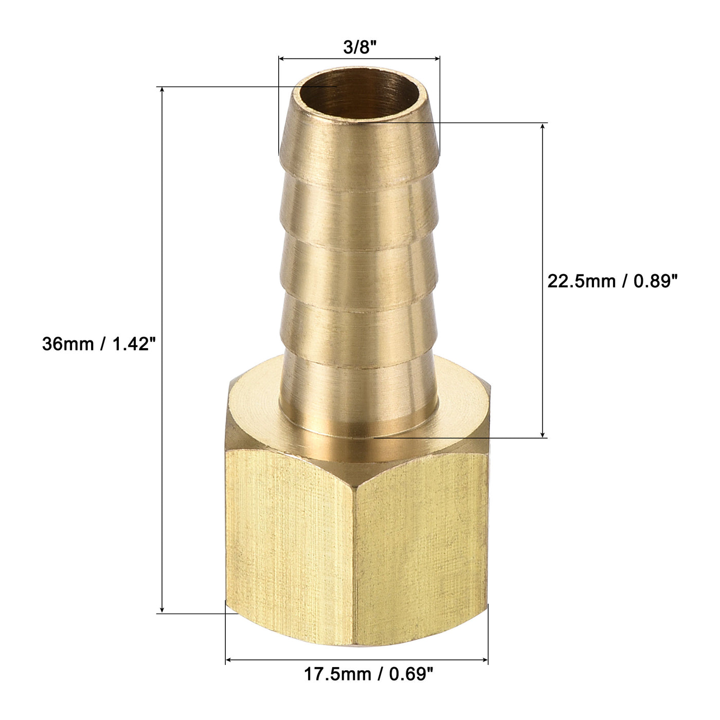 Uxcell Uxcell Brass Barb Hose Fitting Connector Adapter 3/8 Barbed x 1/4NPT Female Pipe