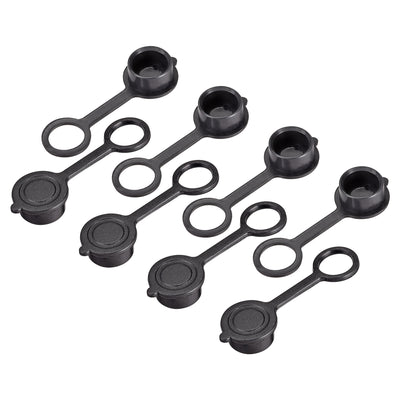 Harfington Uxcell 8pcs GX12 Aviation Connector Plug Cover, Waterproof Plastic Cap Black