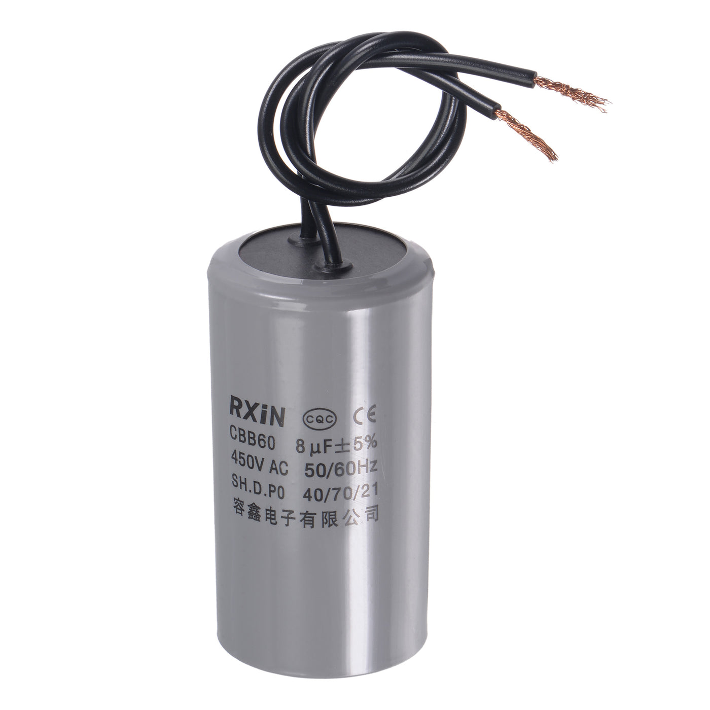 uxcell Uxcell CBB60 Run Capacitor 8uF 450V AC 2 Wires 50/60Hz Cylinder 66x35mm for Air Compressor Water Pump Motor