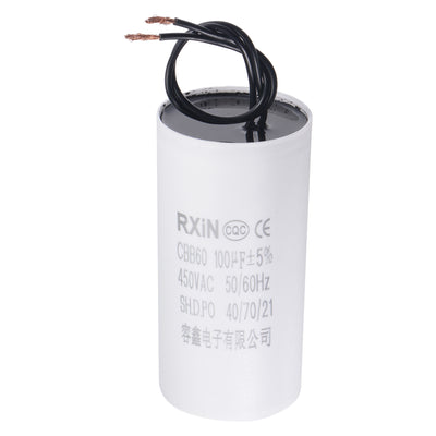 Harfington Uxcell CBB60 Run Capacitor 100uF 450V AC 2 Wires 50/60Hz Cylinder 120x60mm for Air Compressor Water Pump Motor