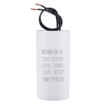 Harfington Uxcell CBB60 Run Capacitor 100uF 450V AC 2 Wires 50/60Hz Cylinder 120x60mm for Air Compressor Water Pump Motor