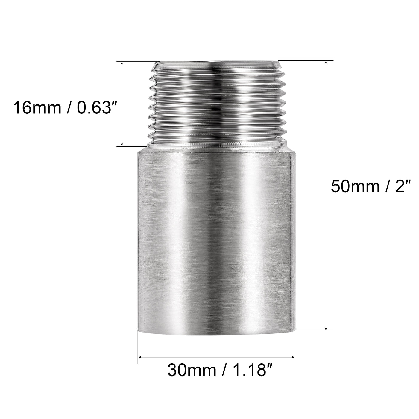 uxcell Uxcell Duschkopf Verlängerungsarm Edelstahl 3/4PT Stecker auf 3/4PT Innengewinde 50mm Länge Gussrohr Anschlusskupplung