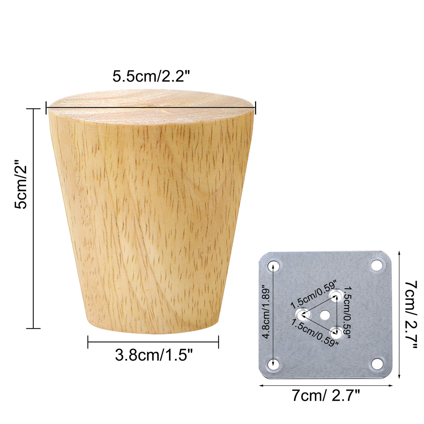 uxcell Uxcell Wood Furniture Legs 4Pcs, Hardwood Replacement Feets for Sofa Table Cabinet