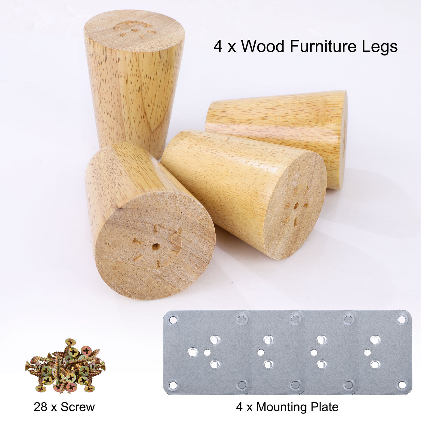 uxcell Uxcell Wood Furniture Legs 4Pcs, Hardwood Replacement Feets for Sofa Table Cabinet