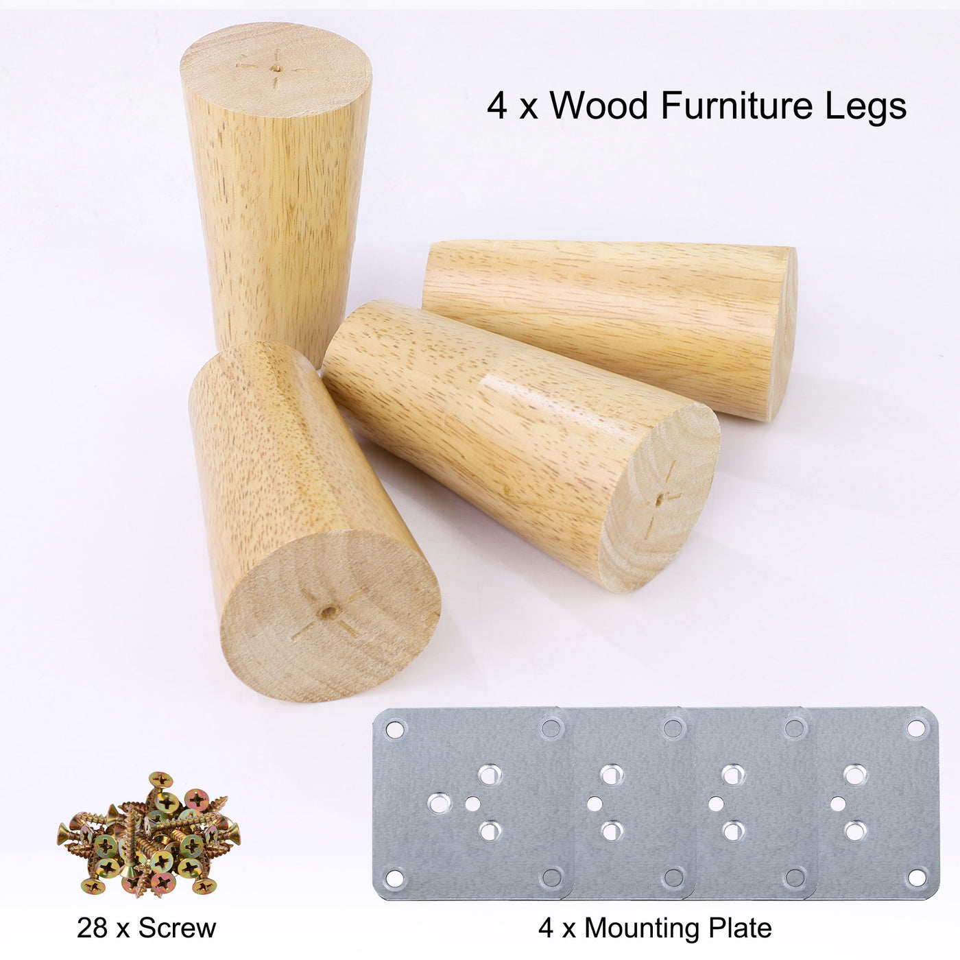 uxcell Uxcell Wood Furniture Legs 4Pcs, Hardwood Replacement Feets for Sofa Table Cabinet