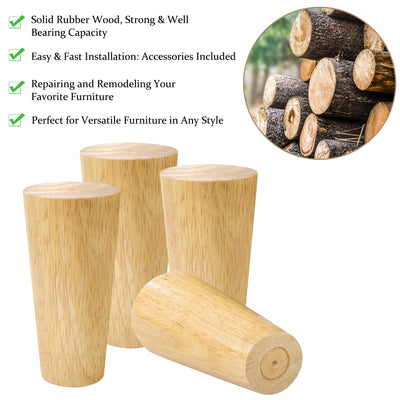 Harfington Uxcell Wood Furniture Legs 4Pcs, Hardwood Replacement Feets for Sofa Table Cabinet