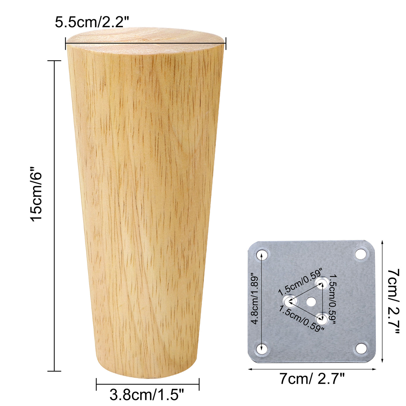 uxcell Uxcell Wood Furniture Legs 4Pcs, Hardwood Replacement Feets for Sofa Table Cabinet