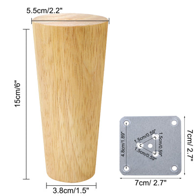 Harfington Uxcell Wood Furniture Legs 4Pcs, Hardwood Replacement Feets for Sofa Table Cabinet