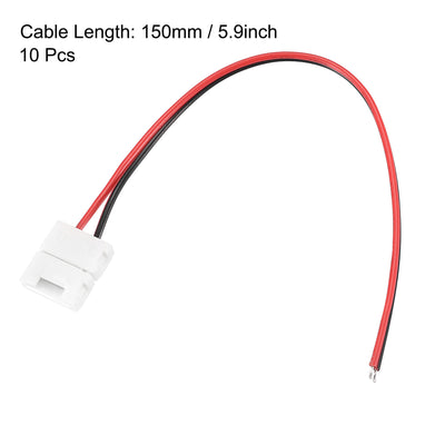 Harfington Uxcell 2 Pin 10mm Solderless Strip Light Connector, 150mm Strip Jumper Cable, for 3528 5050 Single Color LED Tape Lights 10Pcs