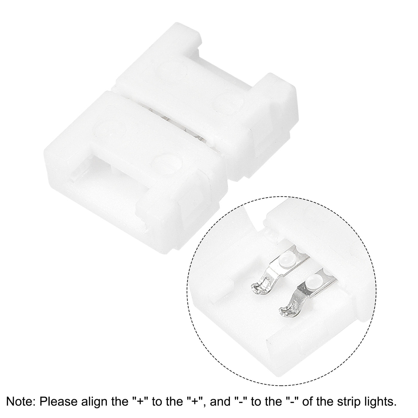 uxcell Uxcell 2 Pin 8mm Solderless Gapless Strip Light Connector for 3528 Single Color LED Strip Lights 5Pcs