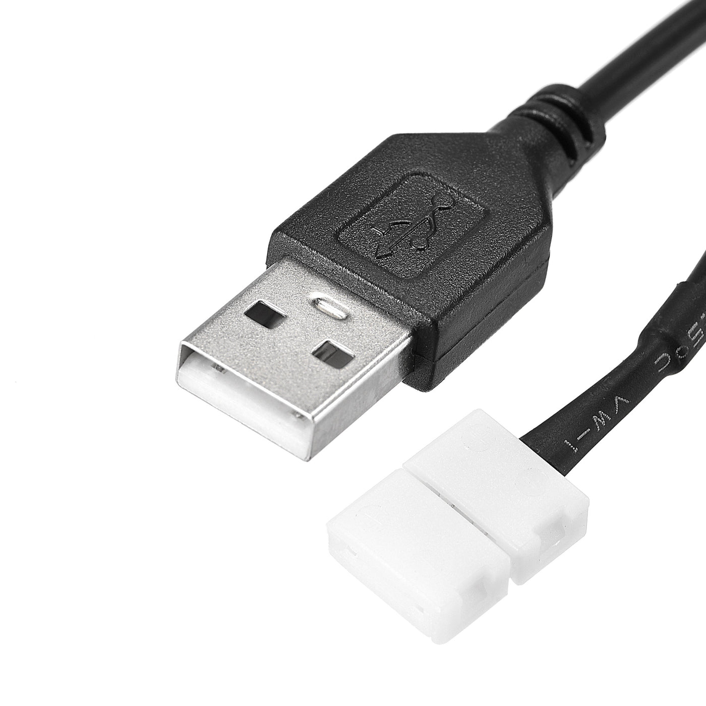 uxcell Uxcell LED-Streifenlichtanschluss 2 Pin 8mm Lötfreier Anschluss an USB-Kabel 150mm Länge Schwarz 5 Stück