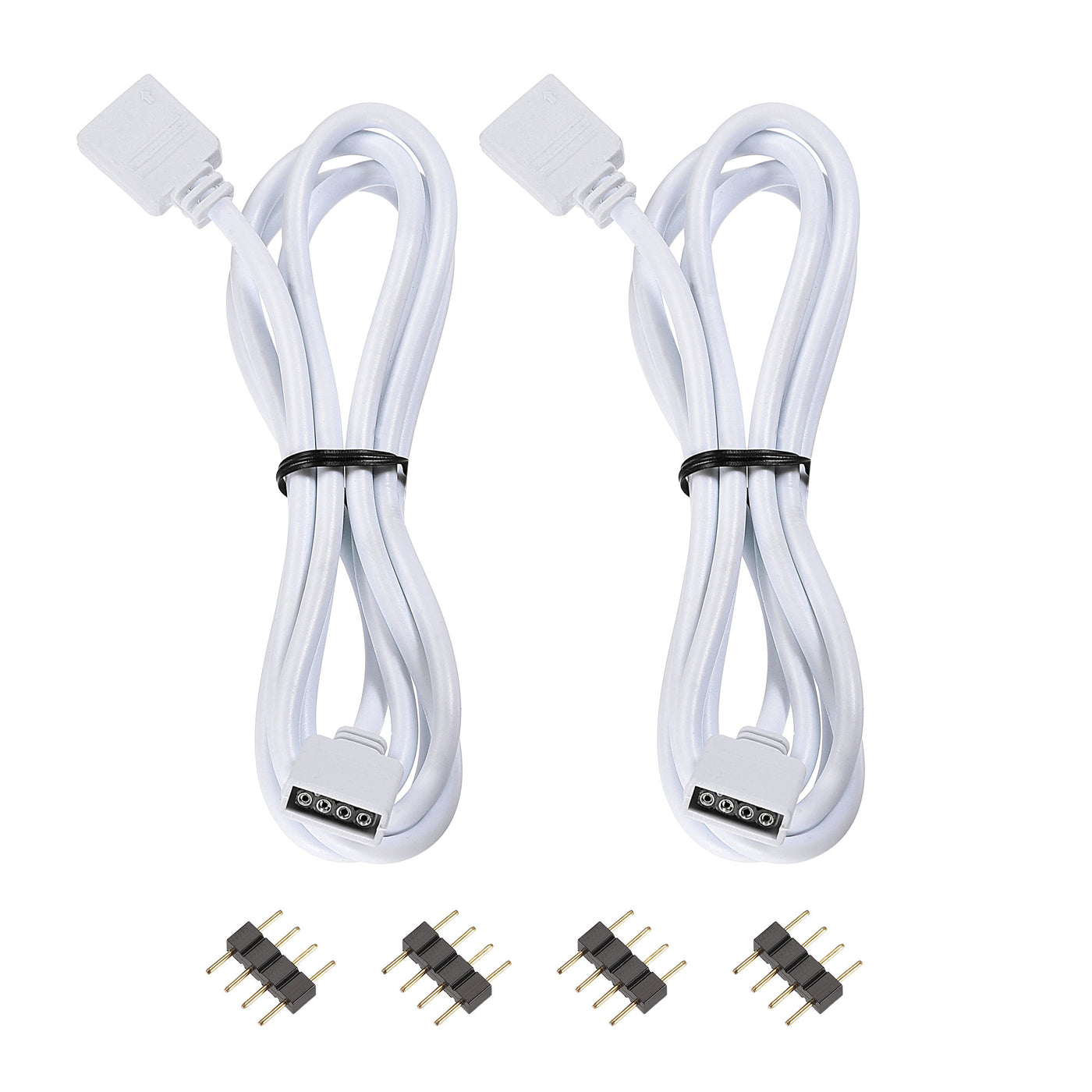 uxcell Uxcell 4 Pin 10mm RGB LED Strip Light Connector Verlängerungskabel 1M Länge Weiß 2Pcs mit 4Pcs Male 4 Pin Plugs