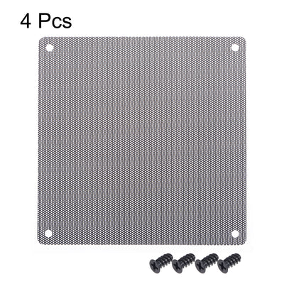 Harfington Uxcell PC Dust Fan Screen with Screws for Cooling Dustproof Case Cover PVC 140mm 4pcs