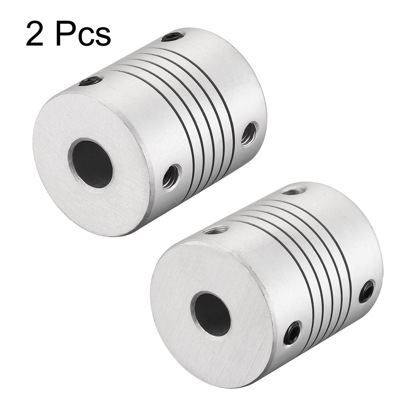 uxcell Uxcell 8mm to 7mm Aluminum Alloy Shaft Coupling Flexible Coupler L30xD25 Silver 2Pcs