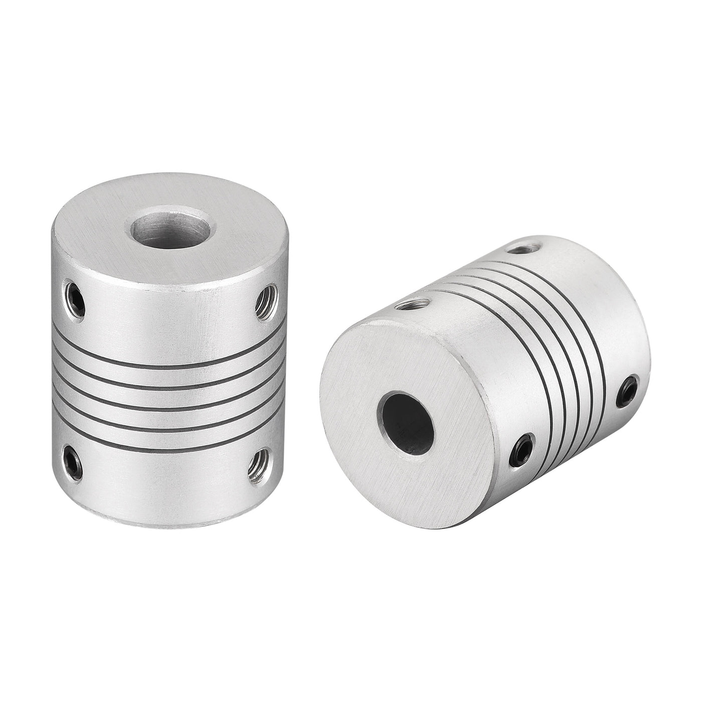 uxcell Uxcell 8mm to 7mm Aluminum Alloy Shaft Coupling Flexible Coupler L30xD25 Silver 2Pcs