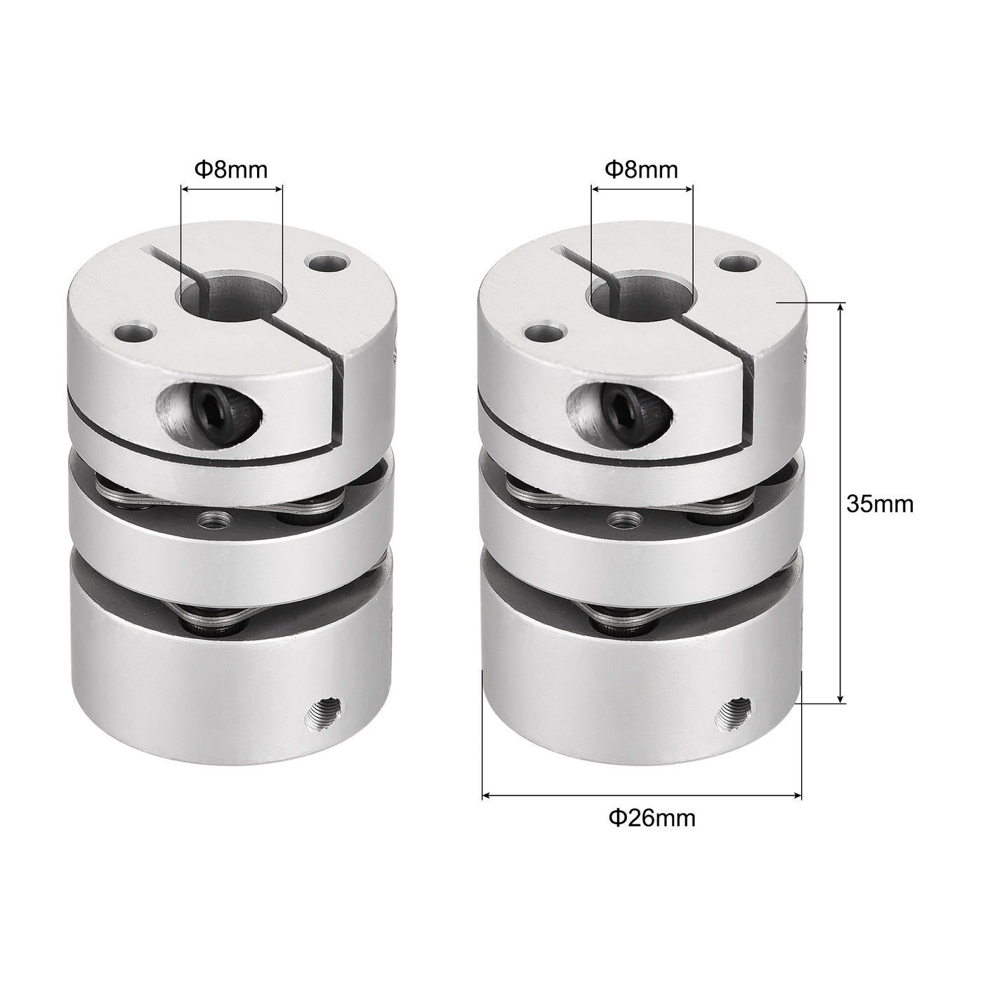 uxcell Uxcell 8mm to 8mm Bore Double Diaphragm Motor Wheel Flexible Coupling Joint