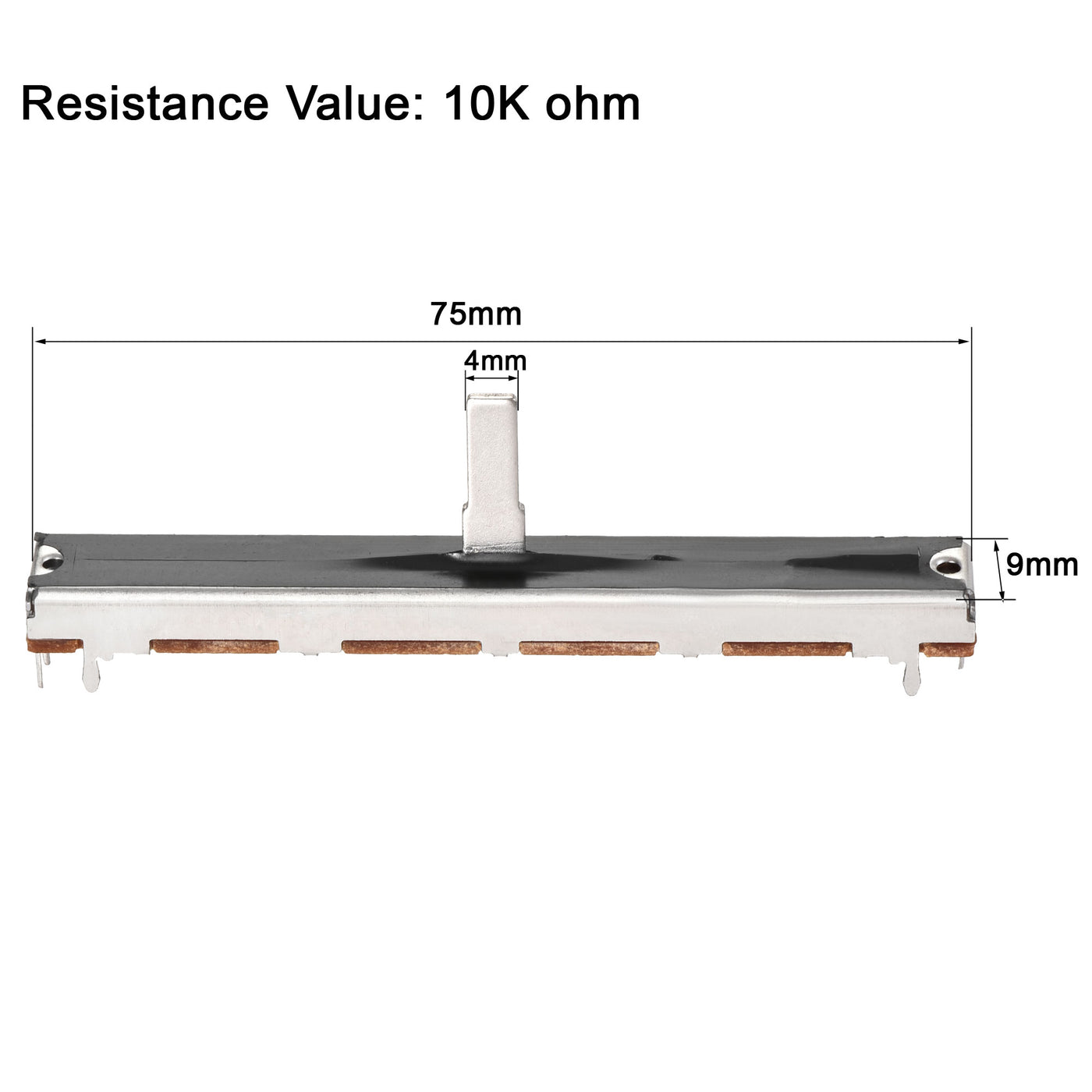 uxcell Uxcell 5Stk Fader Variabler Widerstände Mischer B10K Ohm Linear potentiometer 75mm Gerade Rutsche Ein-Kanal