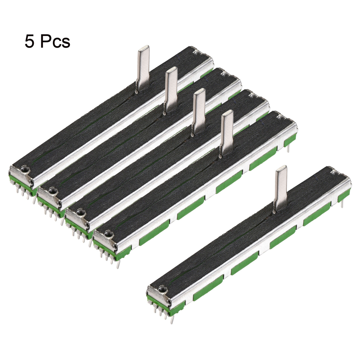 uxcell Uxcell Variable Resistor 75mm Straight Slide Potentiometer B50K Dual Channel Green 5pcs