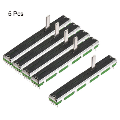 Harfington Uxcell Variable Resistor 75mm Straight Slide Potentiometer B50K Dual Channel Green 5pcs