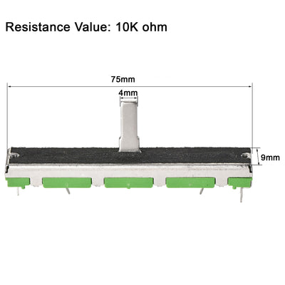 Harfington Uxcell 5Stk Fader Variabler Widerstände Mischer Linear potentiometer mit Knöpfen Potentiometer Doppelkanal B10K Ohm 60mm Gerade Rutsche