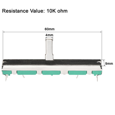 Harfington Uxcell 5Stk Fader Variabler Widerstände Mischer mit Knöpfen 60mm Gerade Rutsche Potentiometer Doppelkanal Linear potentiometer A10K Ohm