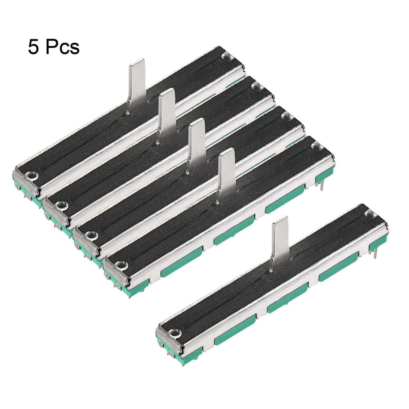 uxcell Uxcell 5Stk Fader Variabler Widerstände Mischer mit Knöpfen 60mm Gerade Rutsche Potentiometer Doppelkanal Linear potentiometer A10K Ohm