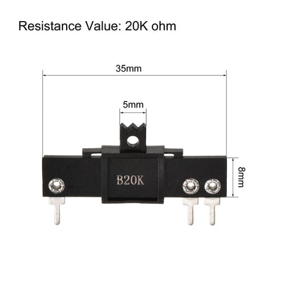 Harfington Uxcell Variable Resistors 35mm Straight Slide Potentiometer B20K Single Channel 2pcs