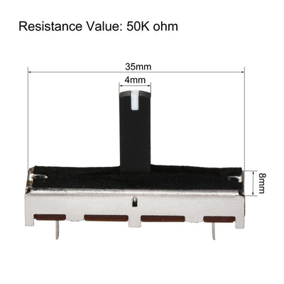 Harfington Uxcell 2Stk Fader Variabler Widerstände Mischer Ein Kanal Potentiometer mit Knöpfen 35mm Gerade Rutsche B50K Ohm