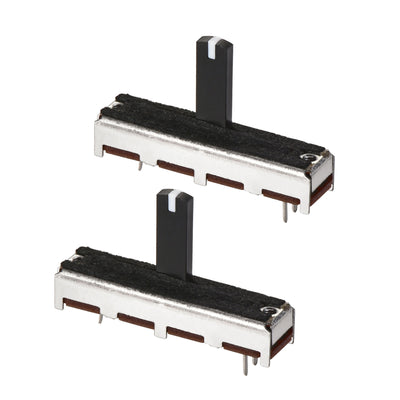 uxcell Uxcell 2Stk Fader Variabler Widerstände Mischer Ein Kanal Potentiometer mit Knöpfen 35mm Gerade Rutsche B50K Ohm