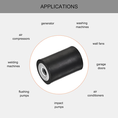 Harfington Uxcell M6 Rubber Mounts, 3pcs Female/Female Shock Absorber, D20mmxH30mm