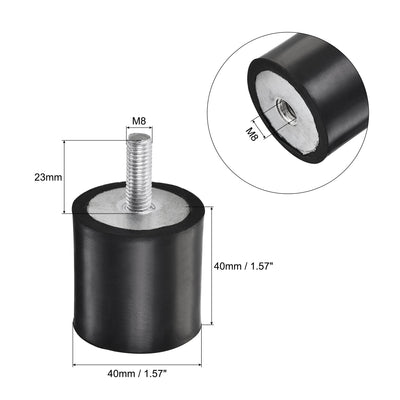 Harfington Uxcell M8 Rubber Mounts, 2pcs Male/Female Shock Absorber, for Motor Generator Compressor Garage Reverse Pump Impact Air Generator Bobbins, D40mmxH40mm