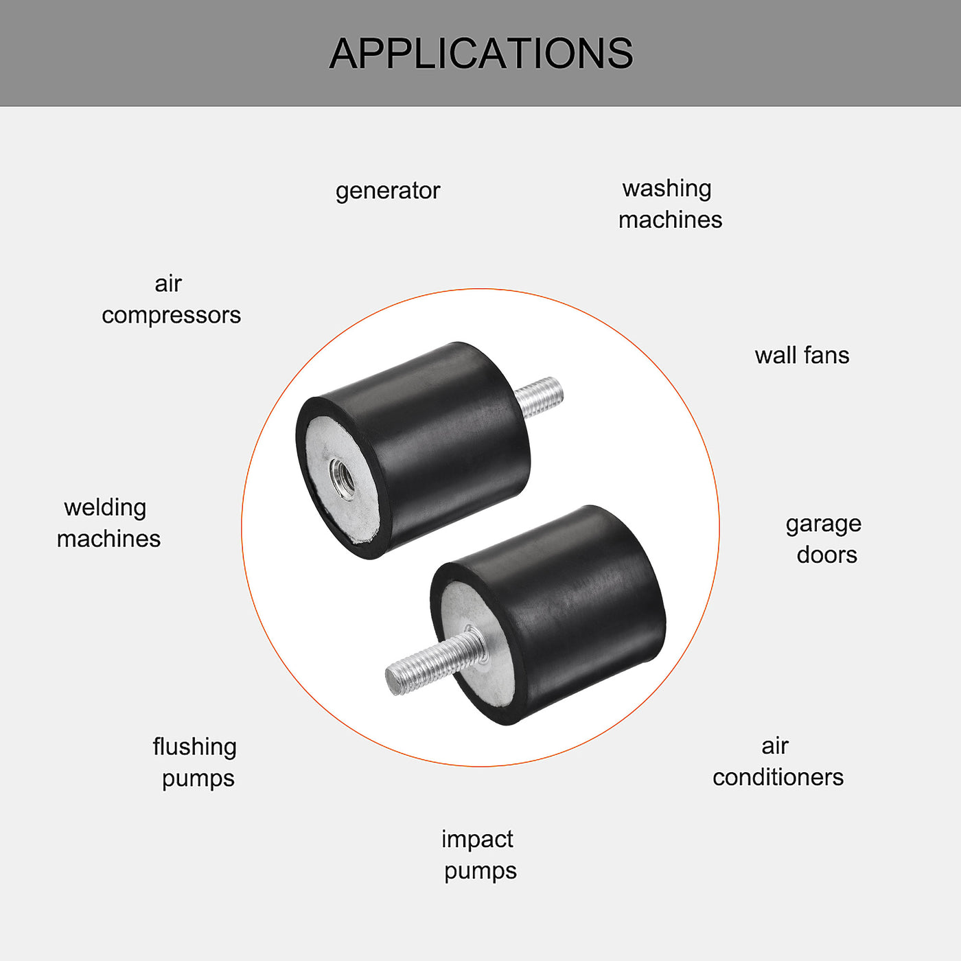 uxcell Uxcell M8 Rubber Mounts, 2pcs Male/Female Shock Absorber, for Motor Generator Compressor Garage Reverse Pump Impact Air Generator Bobbins, D40mmxH40mm