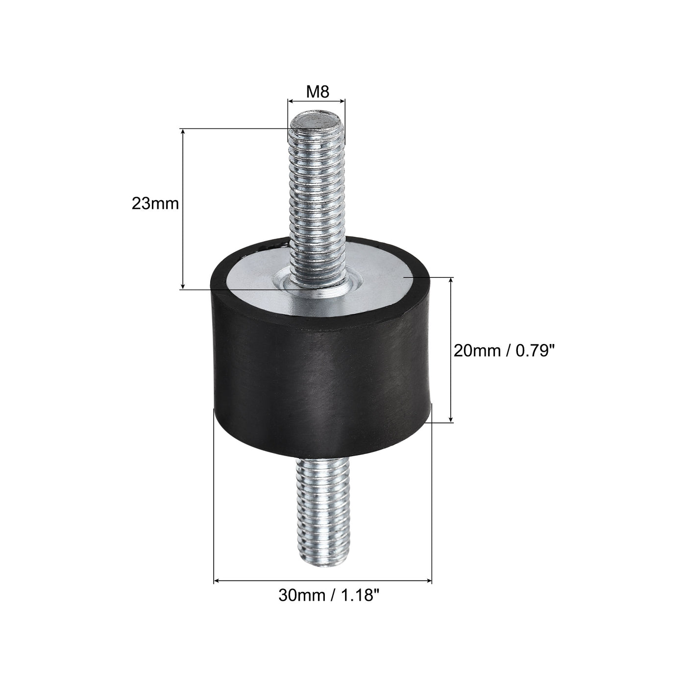 uxcell Uxcell M8 Rubber Mounts, 4pcs Male/Male Shock Absorber, for Motor Generator Compressor Garage Reverse Pump Impact Air Generator Bobbins, D30mmxH20mm