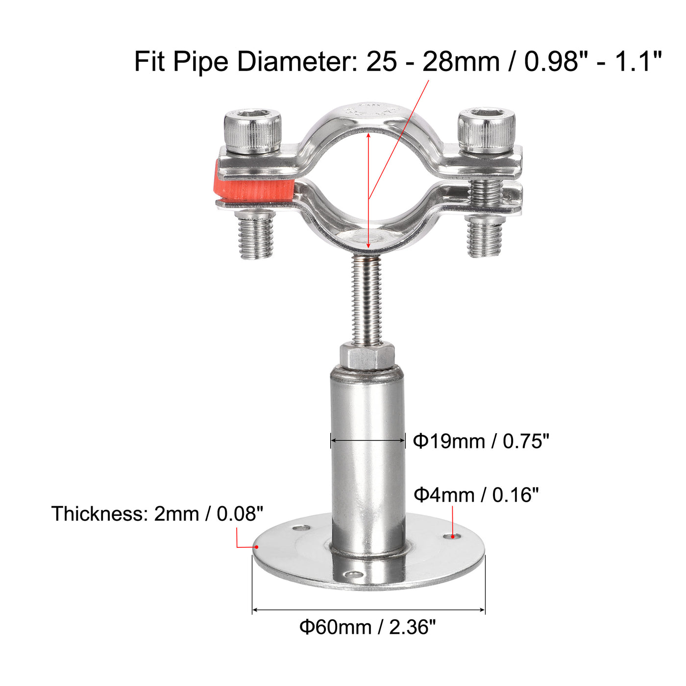 Harfington Uxcell Stainless Steel Wall Mount Ceiling Mount Pipe Support