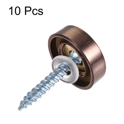 Harfington Uxcell Mirror Screws, 16mm/0.63", 10pcs Decorative Cap Fasteners Cover Nails, Wire Drawing, Rose Gold 304 Stainless Steel